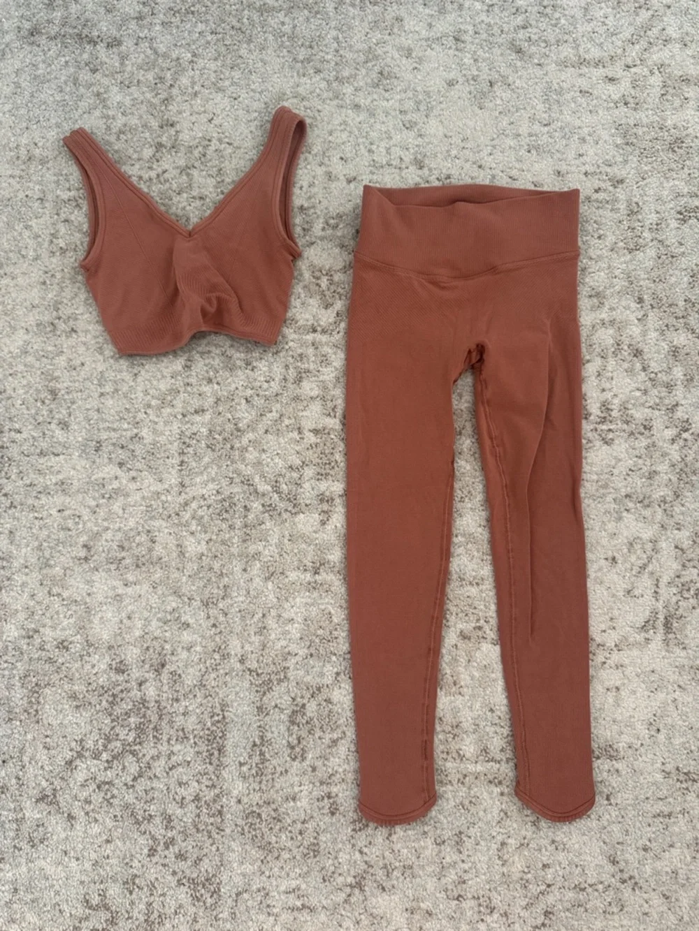 Gymshark Ribbed Two-Piece Active Set in Rust - Picture 1 of 8